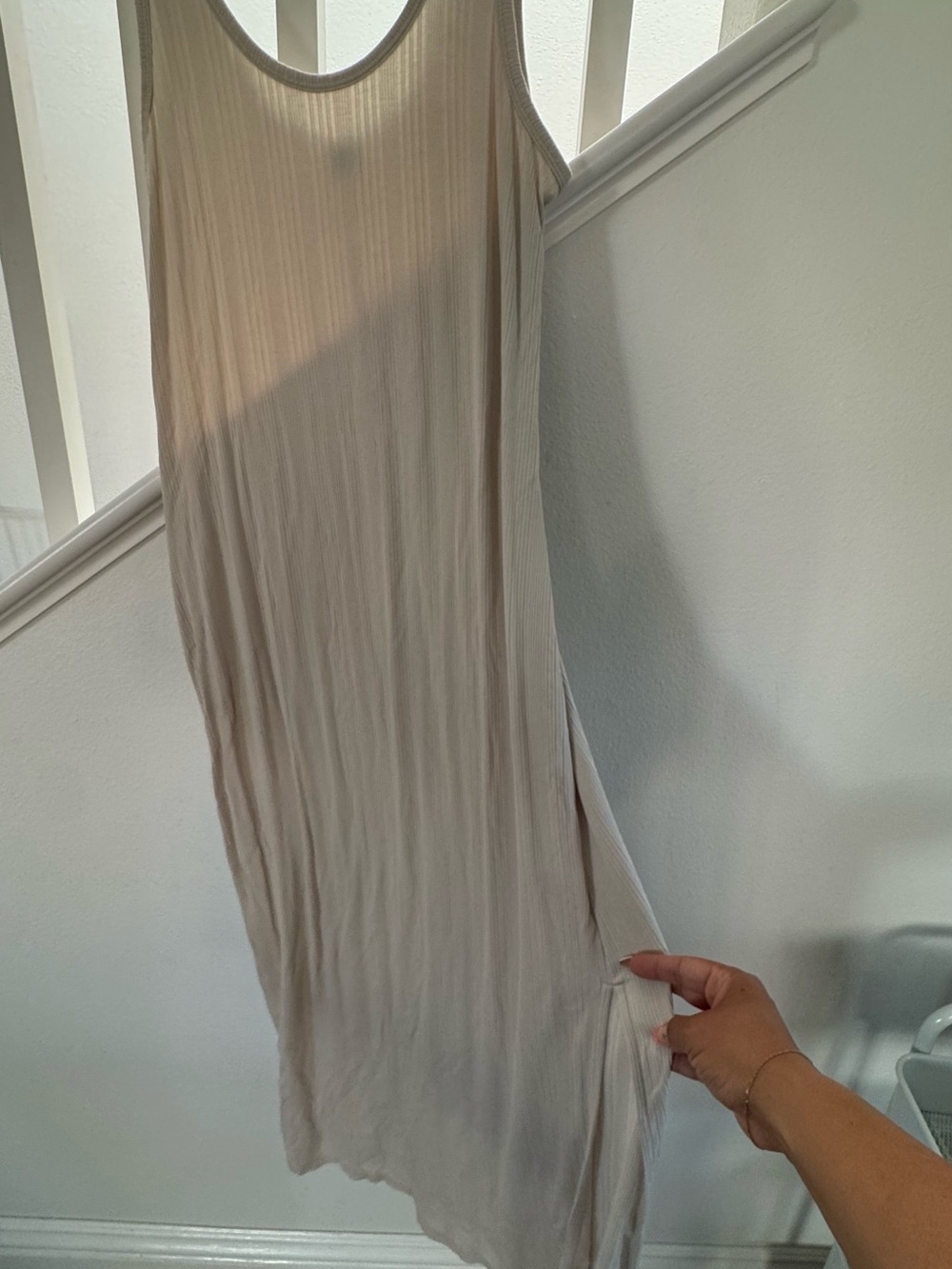 Old Navy Ribbed Maxi Tank Dress in Light Beige (very stretchy)